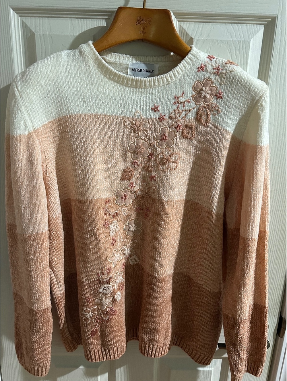 Vintage Alfred Dunnner Floral Embroidered Sweater with Shoulder Pads